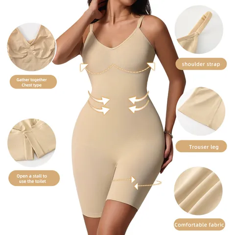 Women Seamless Shapewear Bodysuit Tummy Control Butt Lifting Slimming Underwear One Piece Sculpting Body Shaper Jumpsuit Kardashian Style