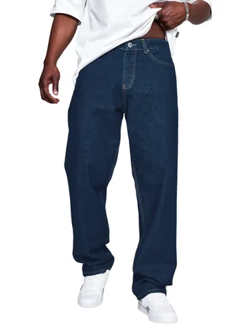 Men Slim Fit Straight Leg Cotton Denim Jeans Dark Blue Casual Mid Waist Ankle-Length Pants Washed Fashion Jeans For Men