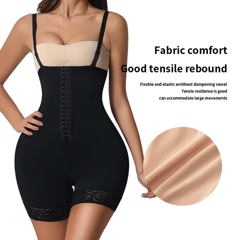 Dames Corrigerende Bodysuit Hoge Taille Buikcontrole Butt Lifter Kantafwerking Polyamide Stof Haak- en Oogsluiting Shapewear