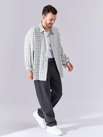 Jeans da uomo a gamba larga in denim lavato pantaloni dritti in cotone ampi per stile streetwear casual in primavera e autunno