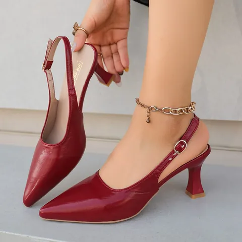 Women Pointed Toe Slingback High Heel Sandals Stiletto Buckle Strap Closed Toe Office Party Fashion Sandals Pumps For Summer