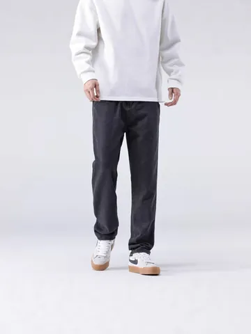 Jeans da uomo a gamba larga in denim lavato pantaloni dritti in cotone ampi per stile streetwear casual in primavera e autunno