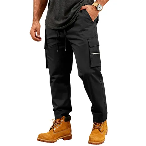 Pantaloni Cargo Casual da Uomo Larghi High Street Hip Hop Jogger Multitasche Coulisse Pantaloni Tattici Parte Inferiore Maschile
