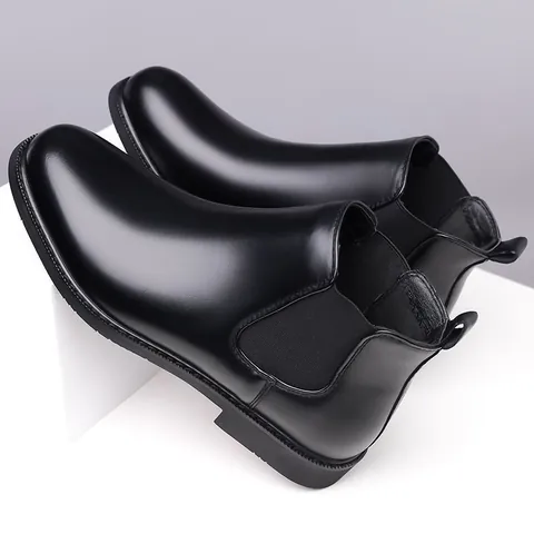 Botas Chelsea para Hombre Estilo Británico Punta Afilada Business Casual Cuero Microfibra Botines Zapatos Formales