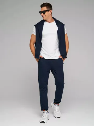 Men Cotton Casual Sweatpants Comfortable Breathable Drawstring Elastic Waist Joggers Ribbed Cuffs Sports Bottoms For Daily Wear