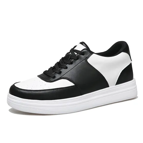 Nouvelles Chaussures Blanches de Couple avec Rehausse de 8cm Baskets à Semelle Épaisse Mode Chaussures de Planche Respirantes en Cuir Microfibre pour Hommes Femmes