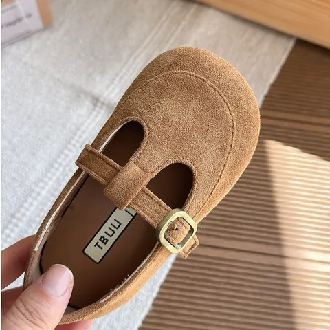 Girls Vintage Mary Jane Shoes 2025 Spring Autumn Kids Fashion T-Strap Flat Shoes Leopard PU Leather Non-Slip Soft Sole Casual Shoes