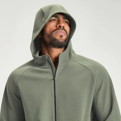 Heren Wafelbreisel Jas Met Capuchon En Rits Lange Mouw Fitness Training Sportjack Ademend Antistatisch Outdoor Casual Jas