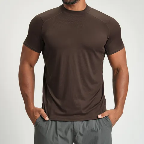 Men's Quick Dry Sports T-Shirt Breathable Slim Fit Gym Top For Hiking Running Fitness Raglan Sleeves Nylon Spandex Blend