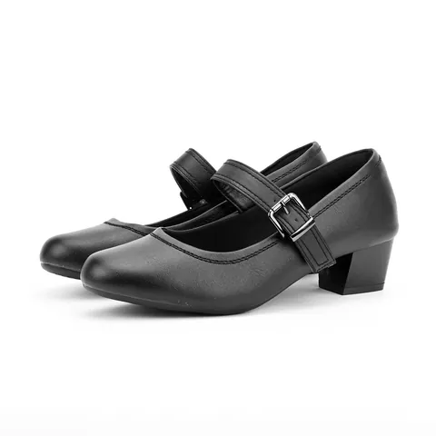 Zapatos Mary Jane Retro para Mujer Punta Redonda Tacón en Bloque Medio Hebilla Zapatos de Salón Clásicos Piel PU Oficina Diario