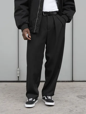 Herren Winter Fleece Gefütterte Anzughose Amerikanische Lockere Gerade Bein Business Casual Hose Warme Verdickte Formelle Hose