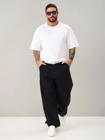 Men's Plus Size Straight Leg Denim Jeans Stretchy Cotton Casual Washed Long Pants For Summer Autumn Daily Wear