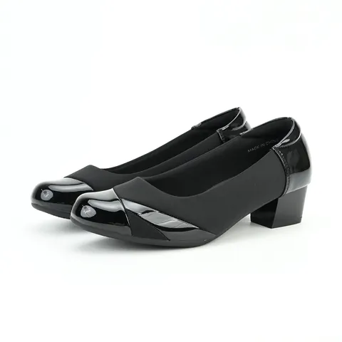Women Mid-Heel Block Heel Pointed Toe Slip-on Shoes Office Work Commute Patchwork PU Leather Professional Dress Pumps