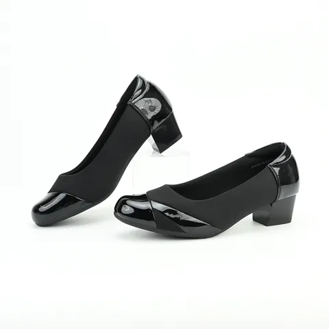 Women Mid-Heel Block Heel Pointed Toe Slip-on Shoes Office Work Commute Patchwork PU Leather Professional Dress Pumps