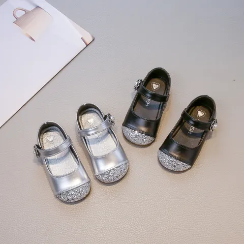 Mädchen Pailletten Mary Jane Prinzessin Schuhe Mit Künstliche Perle Blume Dekor Weiche Sohle Koreanischen Stil Flache Halbschuhe Für Party Hochzeit