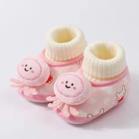 Infant Baby Fleece Shoes Winter Thick Warm Prewalker Booties Cartoon Animal Anti Slip Soft Sole Cloth Shoes For Toddlers