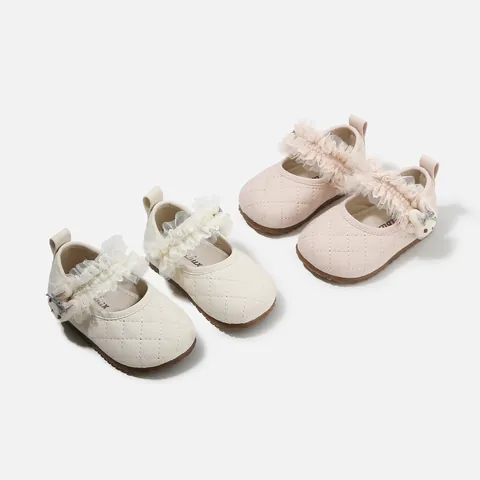 Zapatos de Premarcha Mary Jane para Bebé Niña Cuero Sintético Acolchado Suela Blanda Encaje Conejo Decoración Princesa