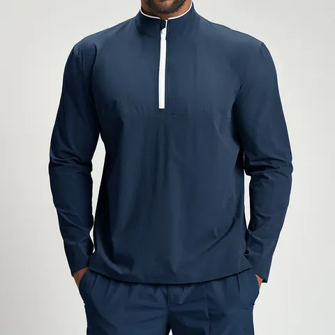 Men's Recycled Nylon 1/4 Zip Sports Jacket Quick Dry Long Sleeve Training Top Mock Neck Contrast Zip Outdoor Fitness Activewear