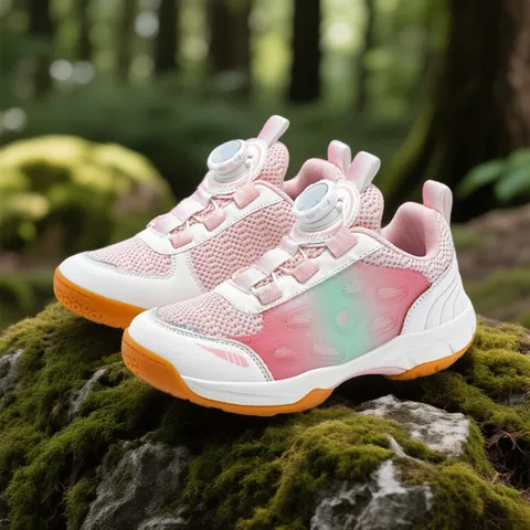Kids Badminton Shoes Professional Rotating Buckle Breathable Mesh Sneakers For Boys Girls Lightweight Non-slip Training Shoes