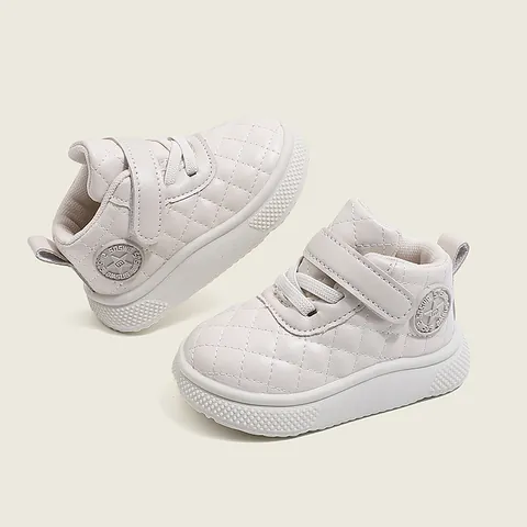 Zapatos de Primeros Pasos de Caña Alta para Bebé Niños y Niñas Suela Blanda Antideslizante Cuero Sintético Transpirable Zapatillas Acolchadas