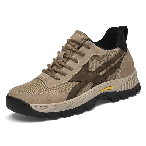 Men's Invisible Height Increasing Shoes 6cm Thick Sole Elevator Sneakers Breathable Cowhide Mesh Casual Work Shoes