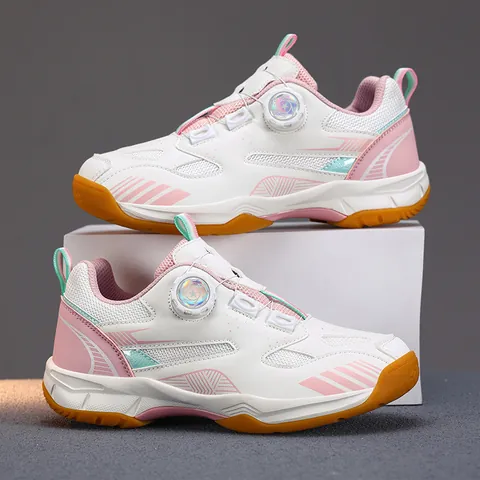 Chaussures de Badminton Professionnelles pour Enfants Avec Boucle Rotative Respirantes Légères Antidérapantes Baskets d'Entraînement de Tennis pour Garçons Filles 2599