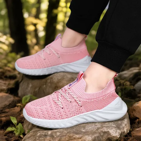 Kids Fly-knit Sneakers Breathable Mesh Slip-On Running Shoes Boys Girls Lightweight Casual Outdoor Walking Shoes Autumn Style