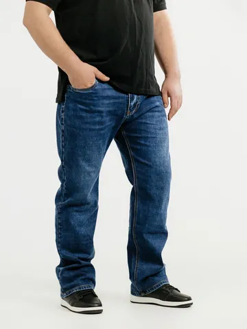Men Plus Size Denim Jeans Loose Straight Leg Oversized Washed Casual Pants Retro Autumn Fashion Cotton Bottom For Men