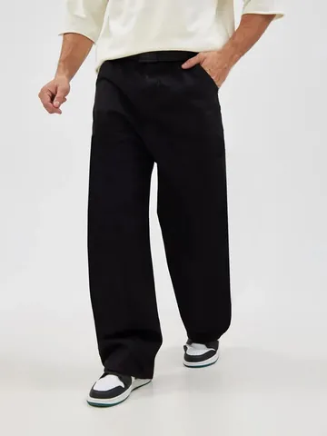 Men Oversized Denim Jeans Cotton Stretch Loose Straight Fit Washed Casual Bottom Trousers For Summer Autumn Streetwear