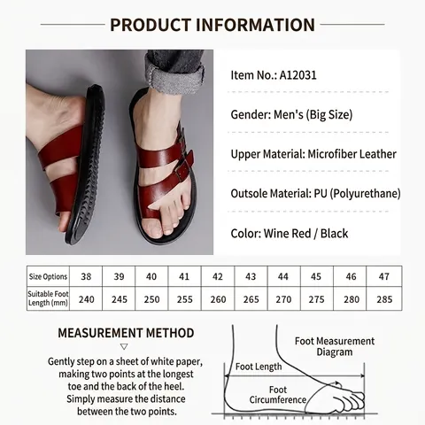 Men Casual Outdoor Flip-flops Microfiber PU Leather Toe-Loop Beach Sandals Non-Slip Lightweight Wear-Resistant Summer Fashion Shoes