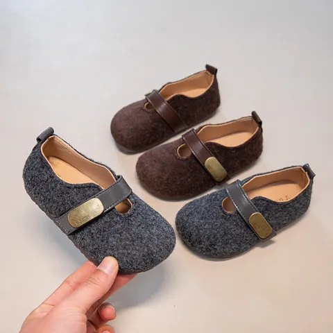 Mocassins de Style Birkenstock en Cuir Nubuck Vintage Enfants Garçons Filles Semelle Souple Mary Jane Rétro Chaussures Chaudes