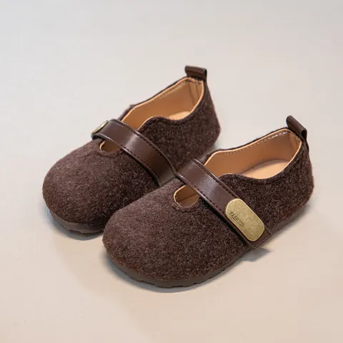 Mocassins de Style Birkenstock en Cuir Nubuck Vintage Enfants Garçons Filles Semelle Souple Mary Jane Rétro Chaussures Chaudes