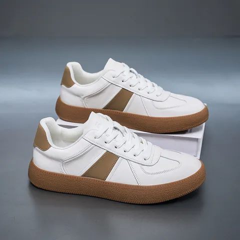 Men Retro German Army Trainer Sneakers Genuine Leather Casual Skate Shoes Non-Slip Durable Platform Board Shoes For Youth