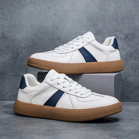 Men's Vintage GAT Style Sneakers Split Leather Casual Shoes With Gum Sole Retro German Army Trainer Fashion Board Shoes