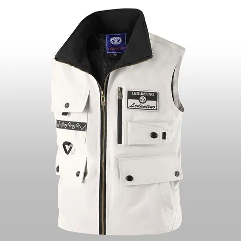 Unisex Outdoor Waterproof Lightweight Vest Polyester Slim Fit Stand Collar Multi-pocket Sports Sleeveless Top For Spring Autumn