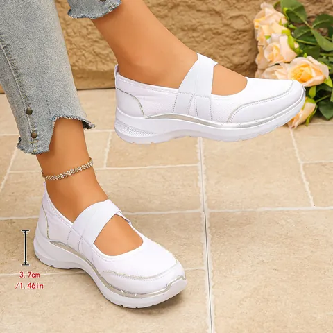Women Fashion Mesh Breathable Sports Shoes Casual Platform Sneakers Thick Sole Mary Jane Style Flyknit Trainers Walking Shoes