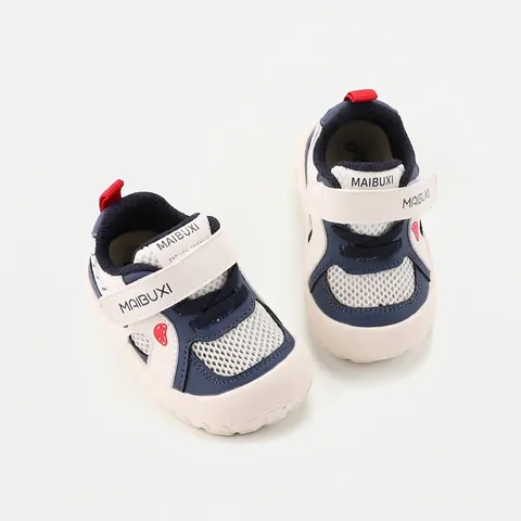 Toddler Baby First Walkers Sneakers Breathable Microfiber Leather Soft Sole Velcro Color-Block Shoes For Boys Girls