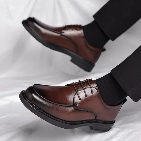 Herren Business Formelle Lederschuhe Größensteigernd Derby-Schuhe Weiche Sohle Hochzeit Bräutigam Schuhe Schwarz Braun Anzugschuhe Für Bankett Profi