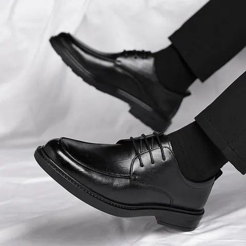 Herren Business Formelle Lederschuhe Größensteigernd Derby-Schuhe Weiche Sohle Hochzeit Bräutigam Schuhe Schwarz Braun Anzugschuhe Für Bankett Profi