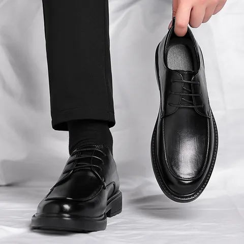 Herren Business Formelle Lederschuhe Kunstleder Höhenvergrößernd Britischer Stil Derby Schuhe Für Hochzeit Büro Pendeln