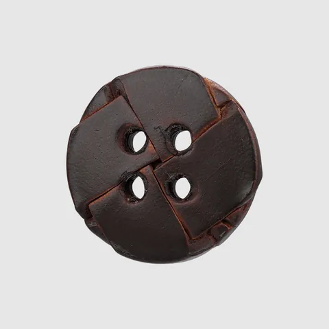 Genuine Cowhide Leather Round Buttons 4-Hole Decorative Fasteners For Overcoats Blazers Sweaters DIY Sewing Craft Accessories