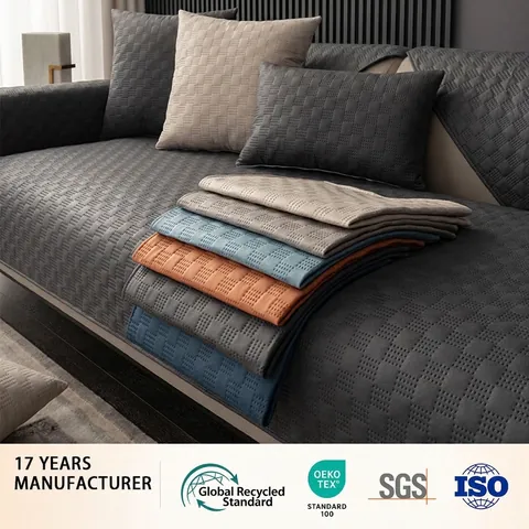 Technical Cloth Waterproof Sofa Cushion Quilted Grid Non-slip Sofa Slipcover Modern Minimalist Universal Furniture Protector