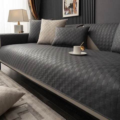 Waterproof Technical Fabric Sofa Mat Minimalist Scratch Resistant Solid Color Quilted Couch Protector Living Room Furniture Cover