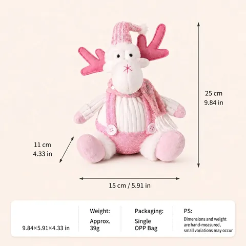 Ornamenti per Bambole di Peluche di Natale con Paillettes Rosa Simpatico Pupazzo di Neve Renna Babbo Natale Gnomo Decor