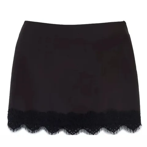 Women Satin Skort Sexy High Waist Mini Skirt With Eyelash Lace Trim Streetwear Aesthetic For Ladies