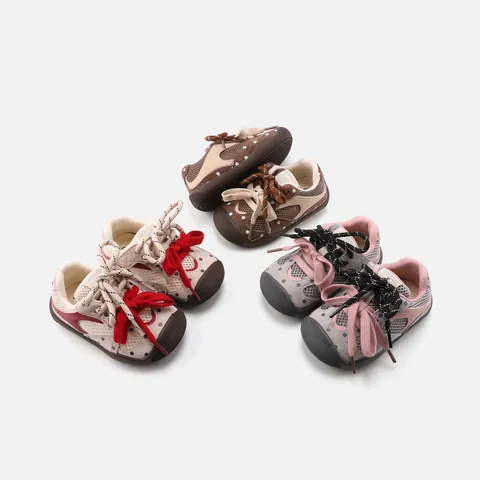 Toddler Kids Baby Pre-walker Shoes Pigskin Natural Rubber Sole Polka Dot Sneakers Boys Girls Outdoor Casual Shoes