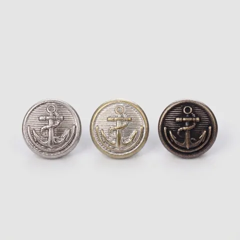 Japanese Imported Brass Buttons Vintage Nautical Anchor Relief Metal Shank Buttons For High End Shirts Suits Coats DIY Accessories