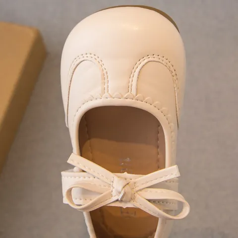 Petites Filles Chaussures Mary Jane Princesse Cuir Microfibre Semelle Souple Nœud Papillon Bord Festonné École Beige Marron Argent