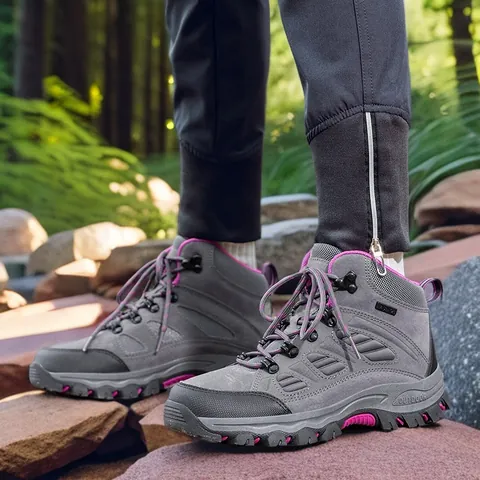 Unisex Waterproof Hiking Shoes High-top Outdoor Climbing Sneakers Breathable Non-slip Trekking Boots For Men Women