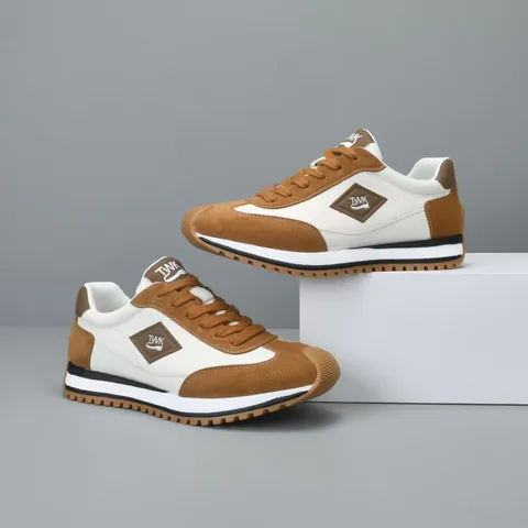 Baskets de Mode pour Hommes en Cuir Véritable Patchwork Chaussures de Sport Décontractées Rétro Respirantes Antidérapantes Homme